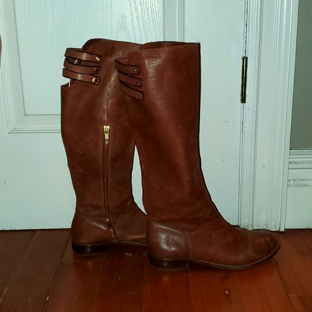Cynthia Vincent Brown Leather knee high Boots